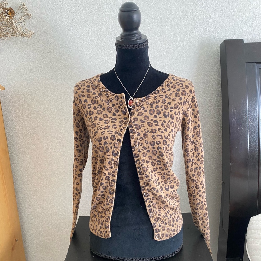 Y2k kids leopard print cardigan